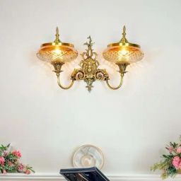 Fos Lighting Gold Brass Regal Antique Double Wall Sconce With Glass Shades`-image-98