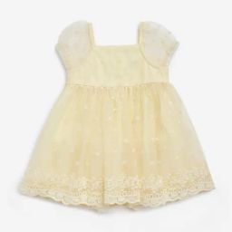 HOP Baby by Westside Yellow Floral Embroidered Party Dress-image-99