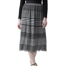 KASSUALLY Black & White Striped Midi Skirt-picture-47