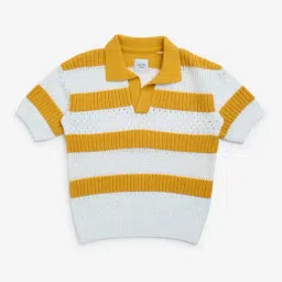 HOP Kids by Westside Yellow Knitted Cotton T-Shirt-picture-37