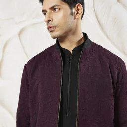 Vastramay Wine Regular Fit Self Pattern Jacket image 4