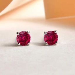 Ornate Jewels 92.5 Sterling Silver Red Ruby Stud Earrings for Women-19