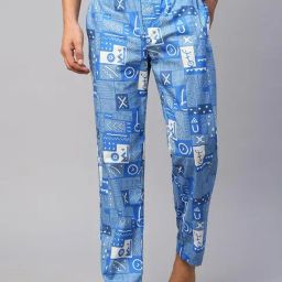 Urban Scottish Blue Regular Fit Printed Lounge Pants-image-34
