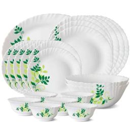 Larah by Borosil Fern White Opalware 21 Pieces Dinner Set-image-24