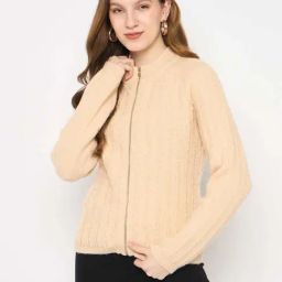 MADAME Beige Self Sweater-picture-37