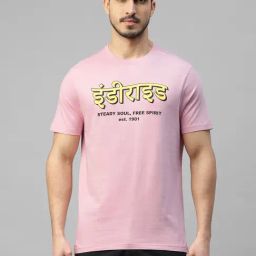 Royal Enfield STEADY SOUL FREE SPIRIT Pink Regular Fit Printed Crew T-Shirt-image-30