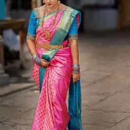 PHEASANT Woven Design Jacquard Banarasi Saree With Unstitched Blouse Piece-picture-35