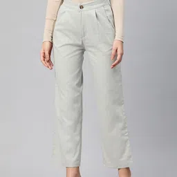 Popnetic High-Rise Pleated Pure Cotton Parallel Trousers-picture-36