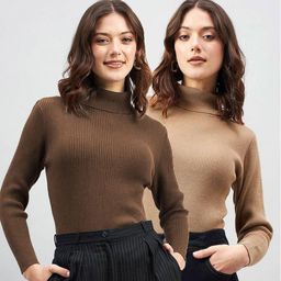 Genzy Women 2 High Neck Ethnic Slim Fit T-shirt-image-53