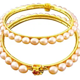 Sri Jagdamba Pearls Golden Alloy Round Bangles image 2