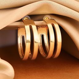 Priyaasi Gold Plated Crescent Shaped Hoop Earrings-51