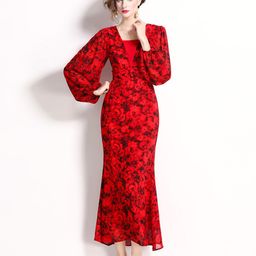 JC Collection Floral Print Puff Sleeve Maxi Dress-picture-29