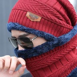 Alexvyan Men Self Design Acrylic Snow & Wind proof Beanie & Scarf-44