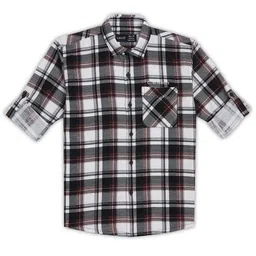 CAVIO Boys Comfort Spread Collar Tartan Checked Cotton Casual Shirt-picture-3