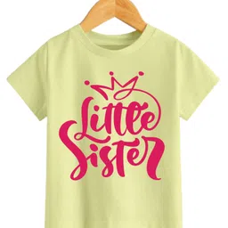 KNITROOT Half Sleeves Little Sister Printed T Shirt - Yellow-picture-28