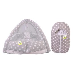 Kwitchy New Born Baby Bedding Set Cushioned Mattress with Mosquito Net & Sleeping Bag Combo Grey-16