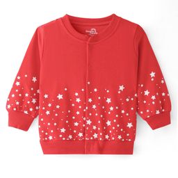 Doodle Poodle 100% Cotton Looper Knit Full Sleeves Sweatjacket Star Print - Red-image-22