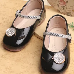 KIDLINGSS Glittered Beads & Charm Applique Detailed Mary Janes Ballerinas - Black-picture-4