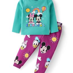 Babyhug Disney Single Jersey Knit Full Sleeves Night Suit With Minnie & Mickey Graphics - Multicolor-image-62