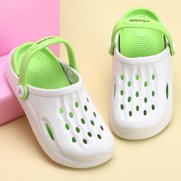 Pine Kids Clogs with Back Strap - White & Green-image-12