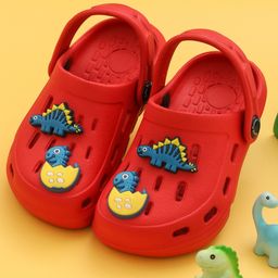 Yellow Bee 3D Dinosaur Applique Charms & Perforated Clogs - Red-picture-17