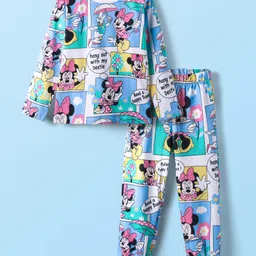 Babyhug Disney 100% Cotton Full Sleeves Co-Ord Night Suit With Minnie Mouse Print - Multi Colour-picture-35