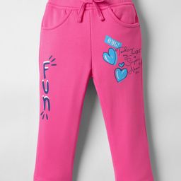 Olio Kids Full Length Woollen & Fleece Pant with Text Print - Fuchsia-image-43