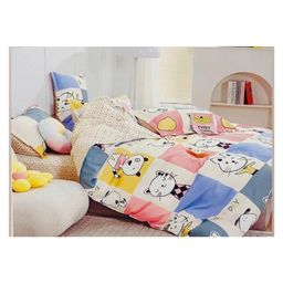 BHAIJI BEDSHEETS Glace Cotton Bed Sheet Double Bed With 2 Pillow Covers Kids Cartoon Prints - Nice Day Cat Animal Print-image-95