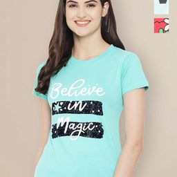 Metronaut Women Typography 3 Printed Applique T-shirt-image-64