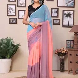 Rhey Striped Pure Georgette Saree-image-61