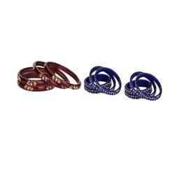 Somil Elegant Combo Glass Bangle Set | Handmade Traditional Chudi For Women | Perfect For Daily & Occasion Use, Combo Of 2 Set, Maroon, Blue-image-41