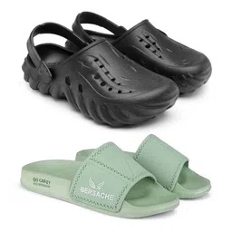 BERSACHE Men Pack Of 2 Clogs & Slider Flip Flops-33