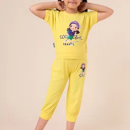 Colourspop Kids-Girls Yellow Printed Clothing Set-50