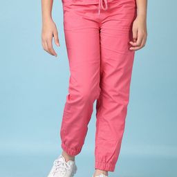 V-Mart Girls Solid Cotton Mid-Rise Regular Fit Joggers-image-100