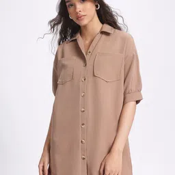 glitchez Utility Chic Mini Shirt Style Dress-image-34