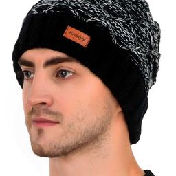 Knotyy Men Black Solid Beanie-image-4