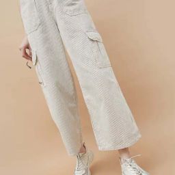 Ginger By Lifestyle Off White Cotton Regular Fit Striped Jeans-image-64
