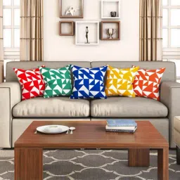 SEJ by Nisha Gupta Multicolor Cushion Covers - Set of 5-image-46