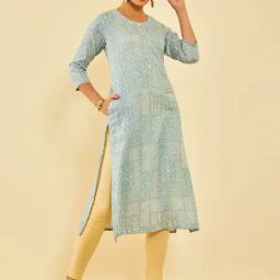 Soch Womens Grey Rayon Ethnic Motif Foil Printed Kurta With Gotta Patti-picture-25