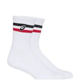 Asics White Polyester Striped Calf Length Socks-image-3