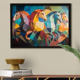 Art Street Multicolor Abstract Wall Art Four Running Horses Vastu Feng Shui-7