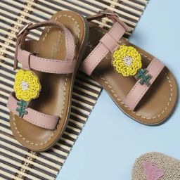 Aria Nica Kids Flower Pink & Brown Casual Sandals-image-15