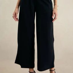 FEMMELLA Black Regular Fit Solid Formal Trousers-image-61
