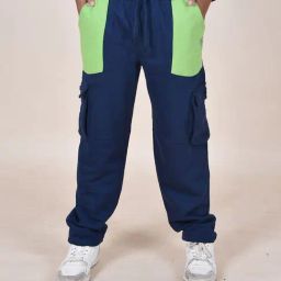 Kiddopanti Boys Navy & Fresh Green Solid Track Pants-image-46