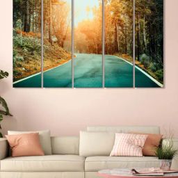 999Store Green Tree Covered Road Art 5 Frame MDF Paintings-36