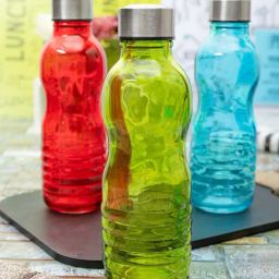 White Gold Transparent Glass Bottles with Airtight Cap - Set of 2-image-78