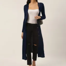 Trend Arrest Navy Full Sleeves Long Shrug-44