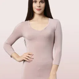 Enamor Pink Slim Fit Thermal Top-image-10