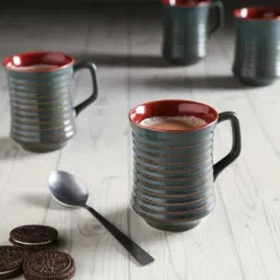 Unravel India Black & Brown Ceramic Coffee Cup - Set of 6-16