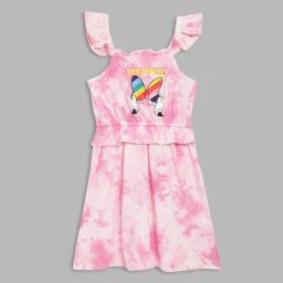 Blue Giraffe Kids Pink Printed Dress-image-92